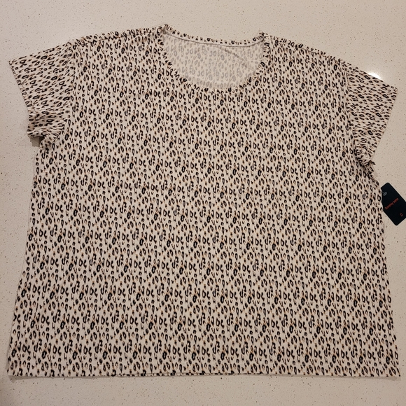 Tommy John Micro Leopard Print Second Skin Short Sleeve PJ Top Tee Size … - Picture 2 of 7